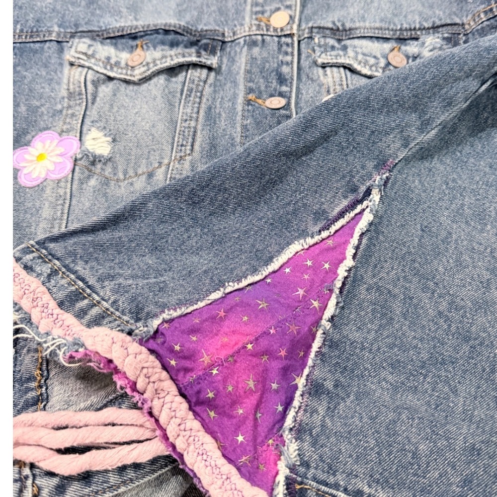 Ymi Denim Jacket Distress Patchwork Boho Fairycor… - image 8